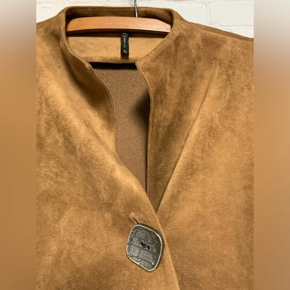 IC Collection Brown Faux Suede Women's Jacket Size S - Picture 4 of 5